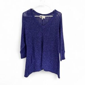 Habitat Pullover Sweater Linen Blend S Purple 3/4 Sleeve Open Knit Womens